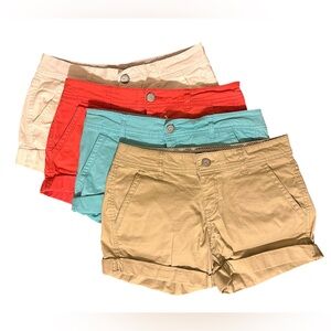 Stylish Women's Shorts - Tan, Red, White and Blue